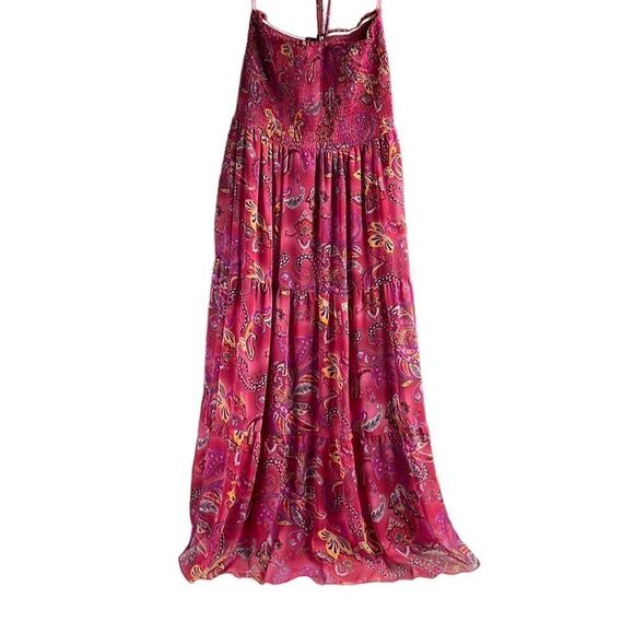 LANE BRYANT Ladies Floral Paisley Print Smocked Halter Style Maxi Dress Size 14 - Picture 2 of 10